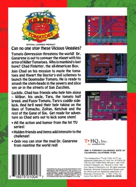 Attack of the Killer Tomatoes (Europe) box cover back